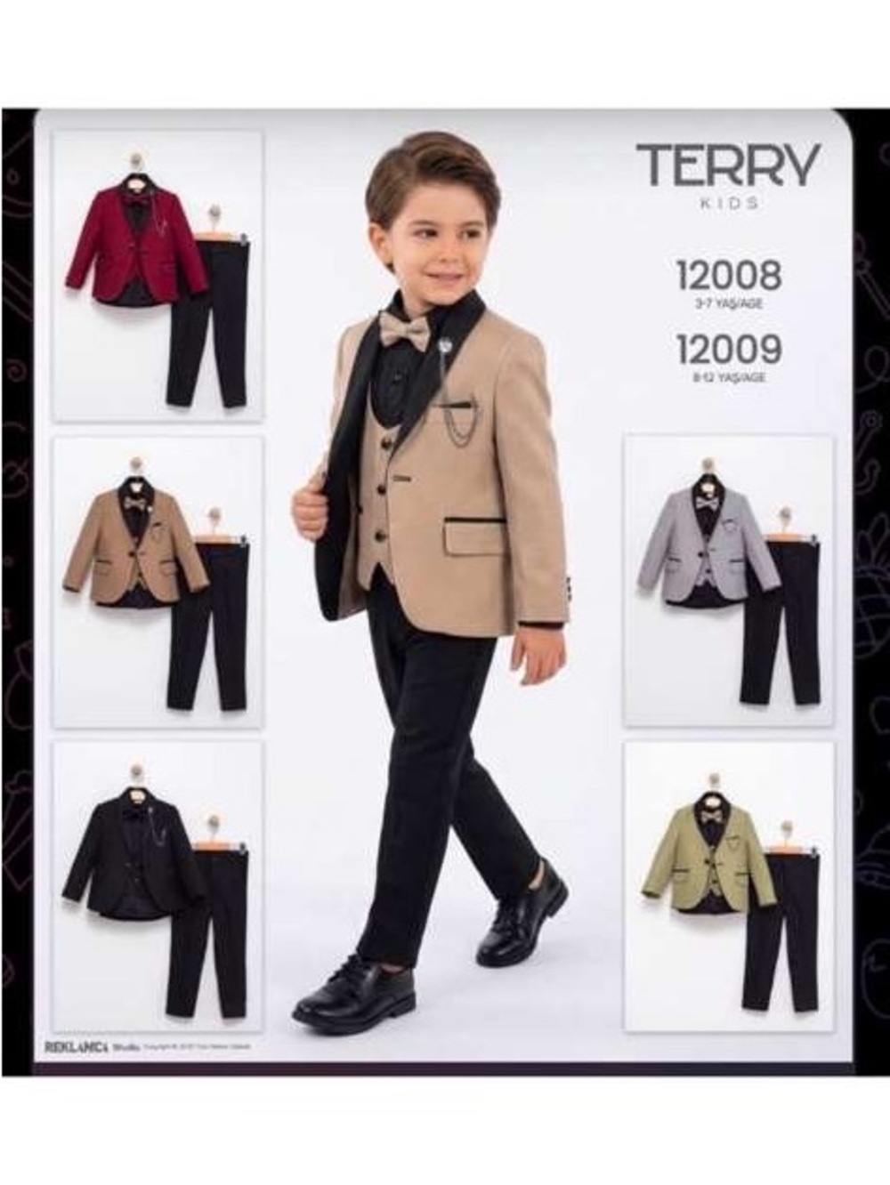 TERRY Kids Beige & Black Boys' Formal Blazer Set
